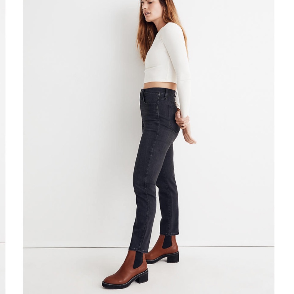 Madewell High Rise Slim Straight Stovepipe Jean Black 25